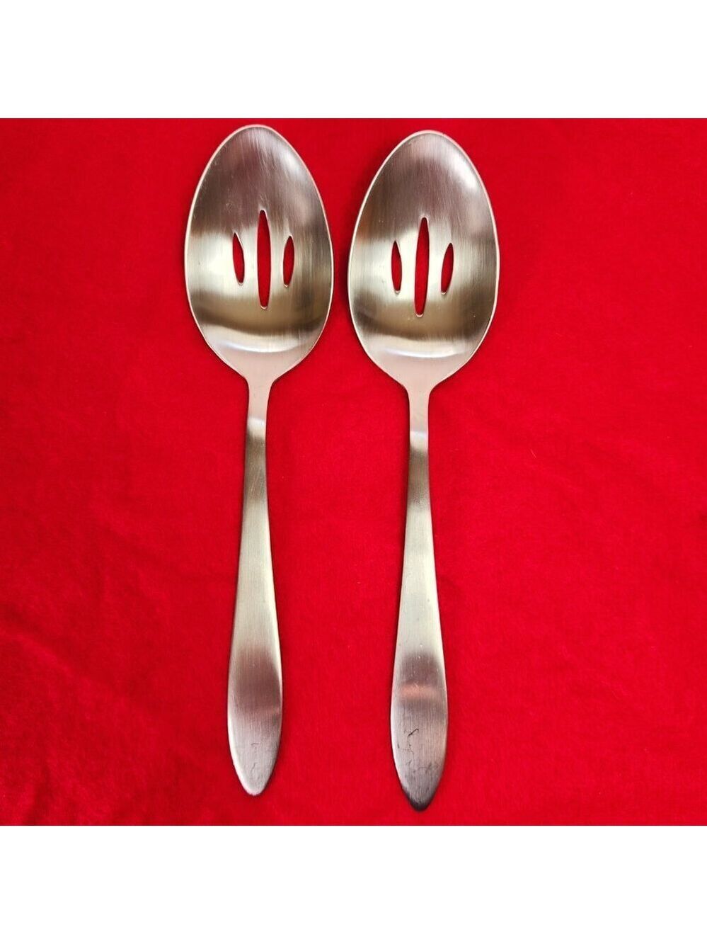 Oneida Slotted Serving Spoons Mooncrest Pattern 8" Set of 2